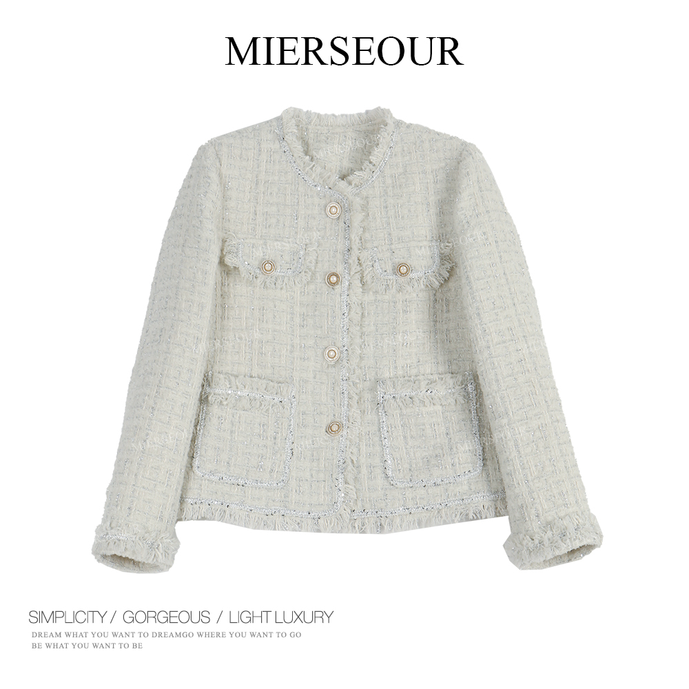 MIERSEOUR【月光华尔兹】冬季新款时尚高级感编织小香羽绒服1863073
