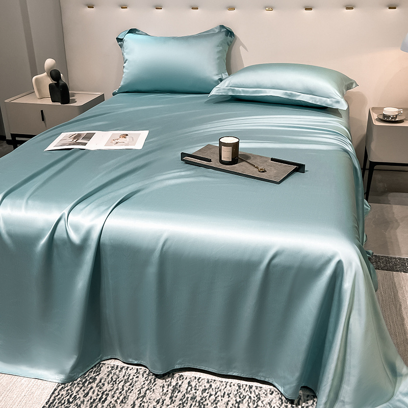 2024爆款兰精天丝纯色床单三件套凉席冰丝席床上用品轻奢丝滑亲肤