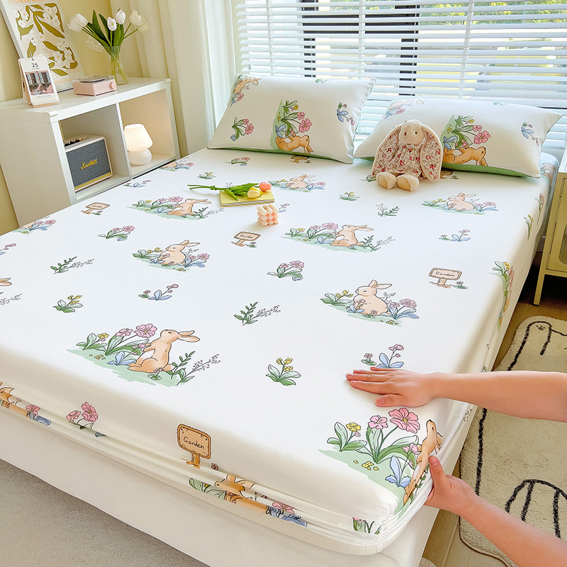 【100%全棉】纯棉床笠单件卡通床罩三件套防滑席梦思床垫加厚保护套