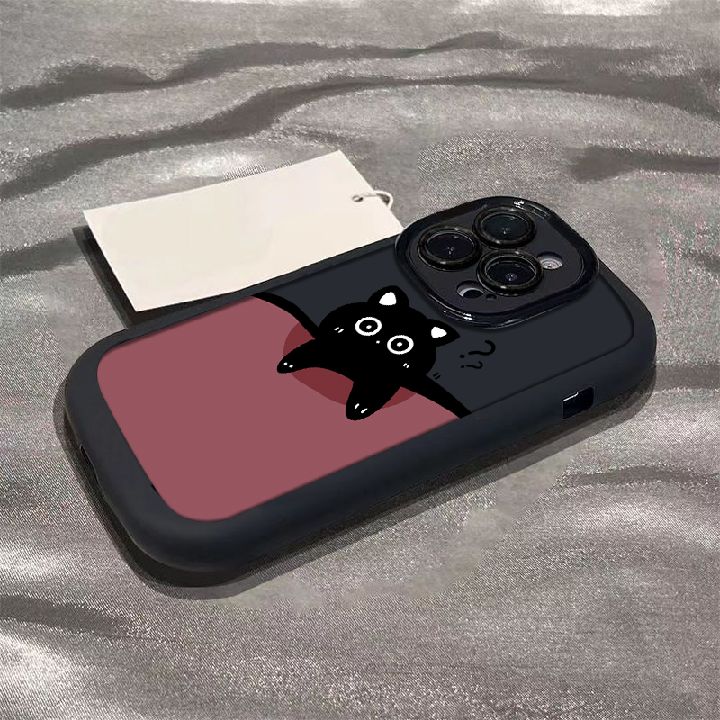 潮壳创意黑猫苹果14promax新款手机壳15软壳13全包12硅胶11保护套
