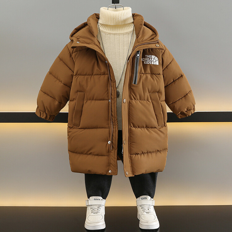 儿童棉服冬季新款男童中长款保暖棉衣男宝宝冬装过膝加厚棉袄