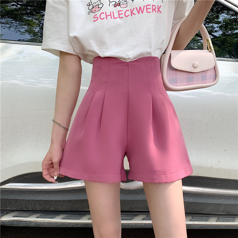 设计感时尚短裤女2023年春秋季新款高腰百搭显瘦阔腿裤休闲a字裤