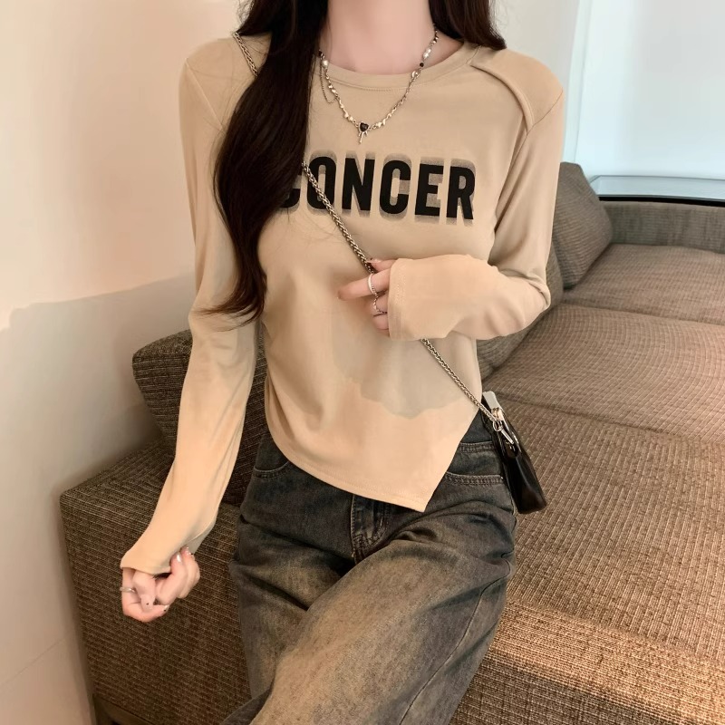 秋冬新款加绒加厚设计感不规则打底衫内搭女修身小众长袖T恤上衣