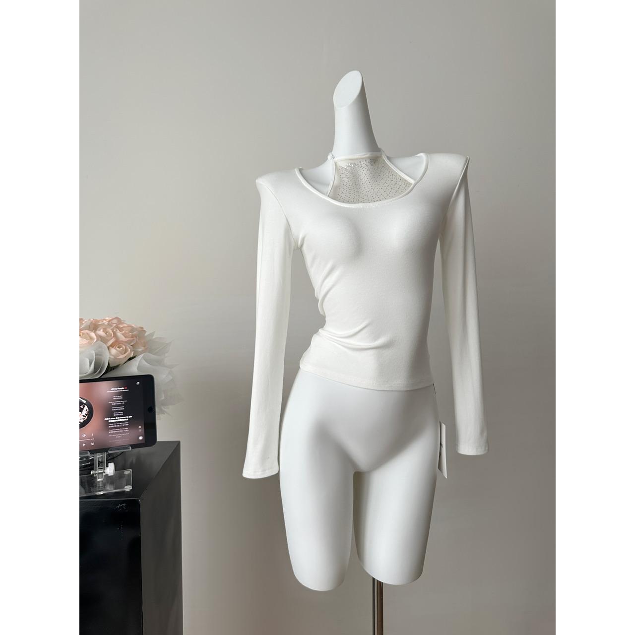 烫钻百搭保暖内衣抓绒长袖打底内搭女