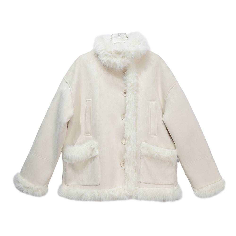 X24618【一见钟情】温柔甜美气质感洋气毛毛拼接高级感显瘦外套3D