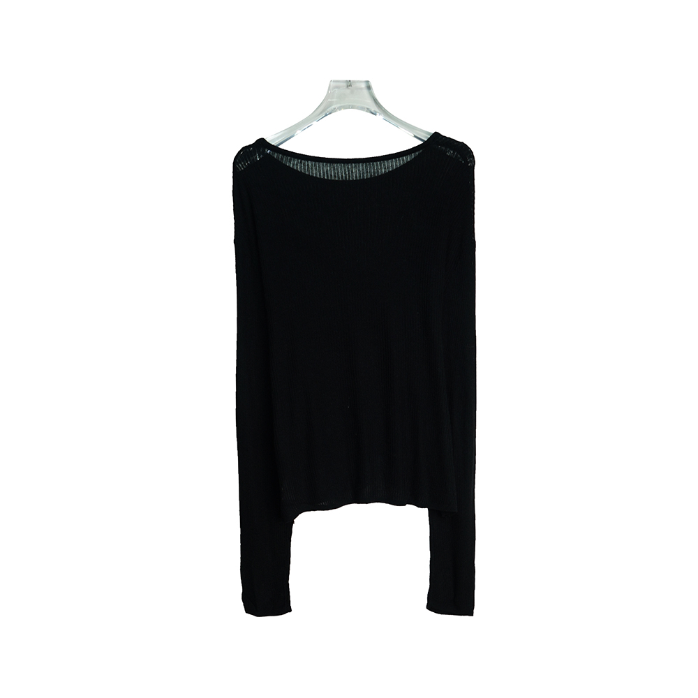 E2572【品牌撤柜】韩版简约黑色气质修身显瘦长袖上衣3Q