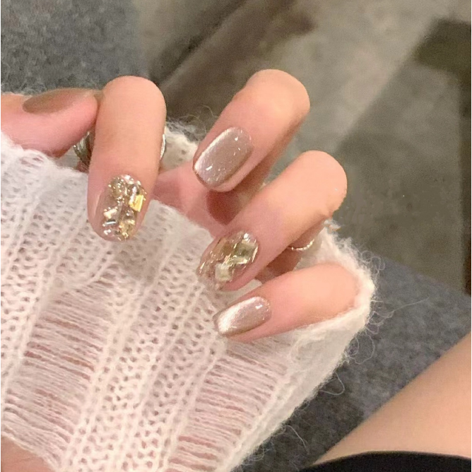 （短款）显白穿戴甲片高级感穿戴甲穿戴式指甲贴可拆卸美甲片美甲