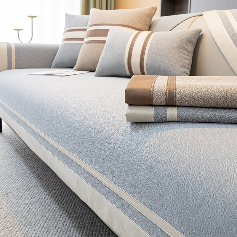 雪尼尔沙发垫四季通用新款2023现代北欧防滑坐垫盖布垫子套罩刺绣