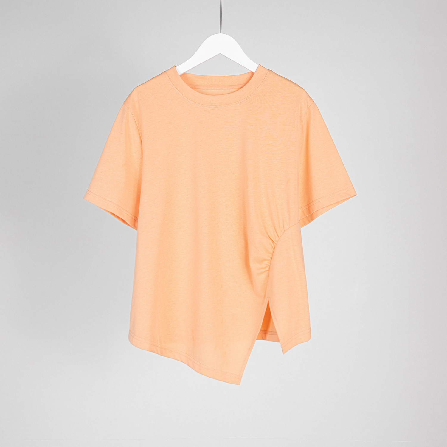 （几里与麻）纯色百搭气质清凉穿搭不规则T恤 衣长57 胸围98 086108