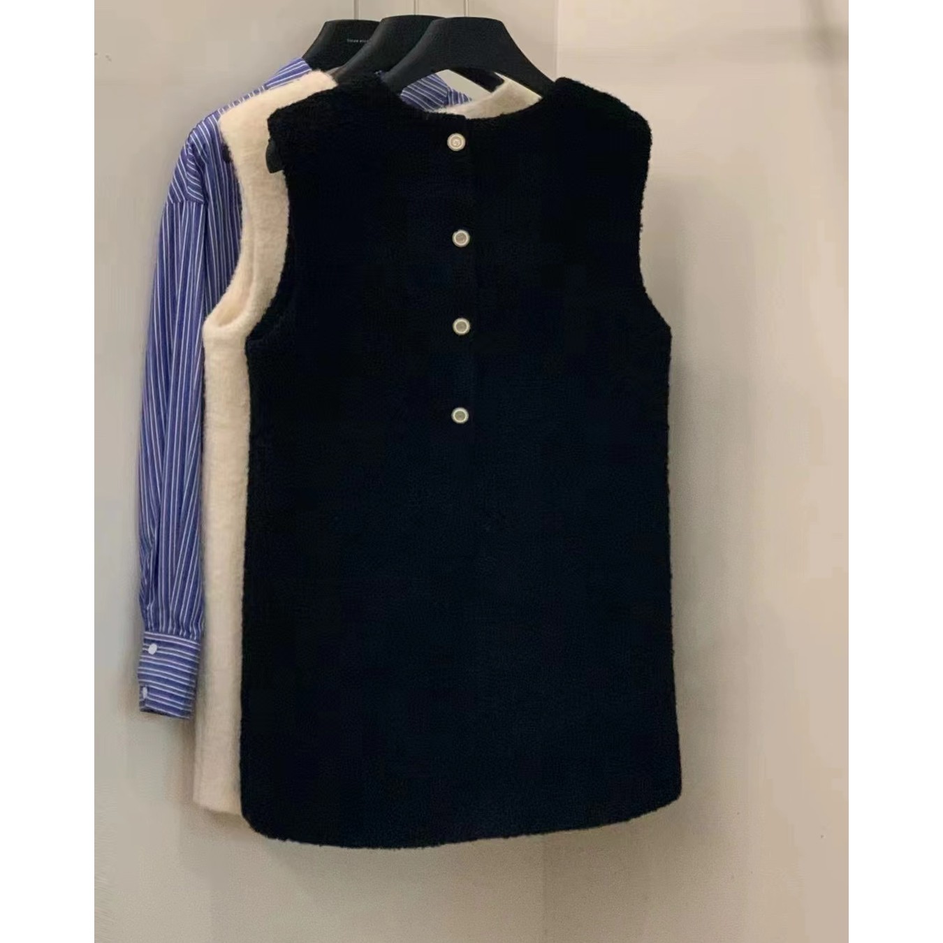 【小黑裙】千金气质风～羊圈毛直筒背心裙#9239