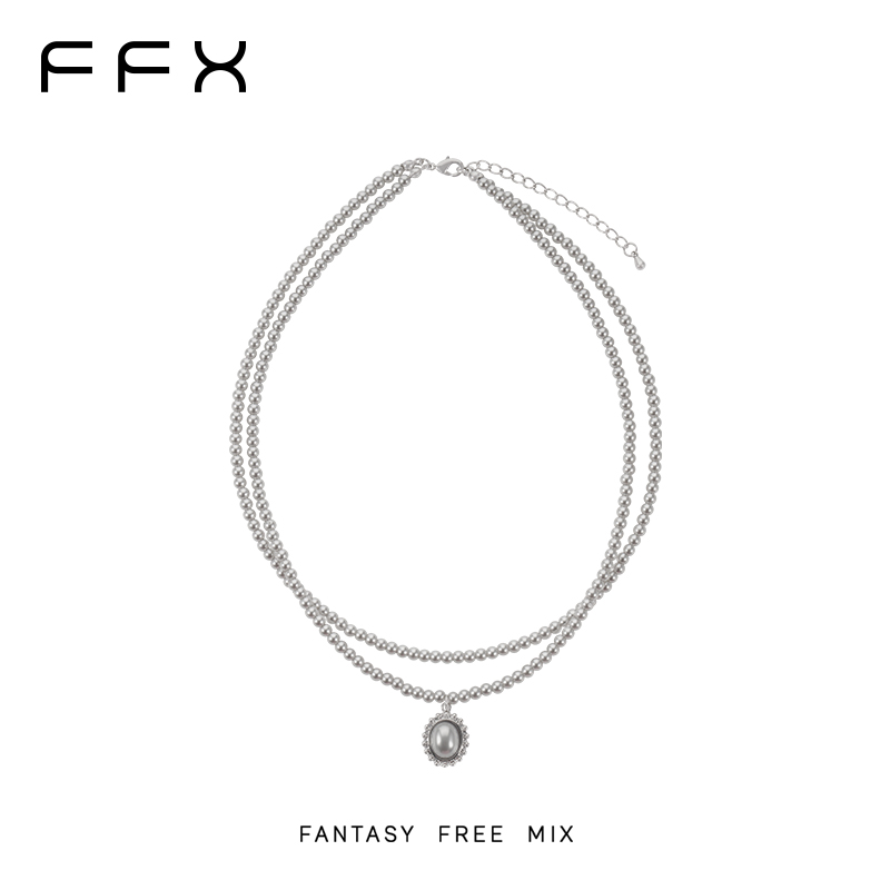 铜合金仿珍珠吊坠 弗弗西FFX【漫漫】定制百搭双层项链