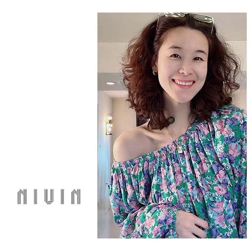 【妞姐专属】“浪漫法式一字肩”长袖气质碎花复古时尚夏季防晒衫4418