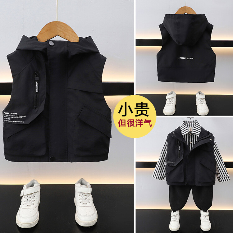 男童马甲外套儿童春秋装男孩外穿宝宝背心秋季坎肩中小童帅气上衣