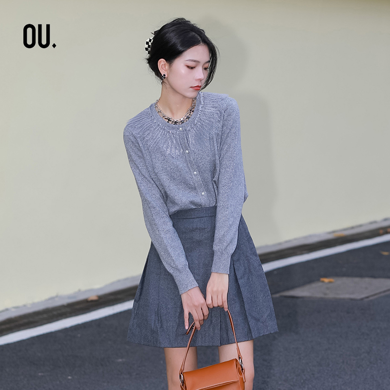 【商场同款】OU.FASHION/欧点时尚气质秋冬季圆领针织衫 1213173020