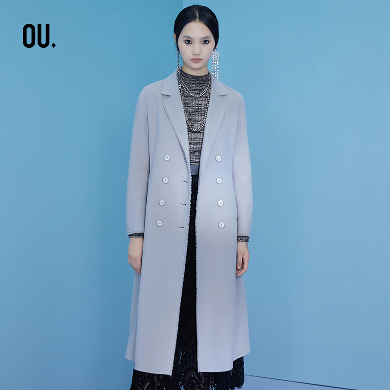 【商场同款】OU.FASHION/欧点长款秋冬女士呢大衣外套1082140451