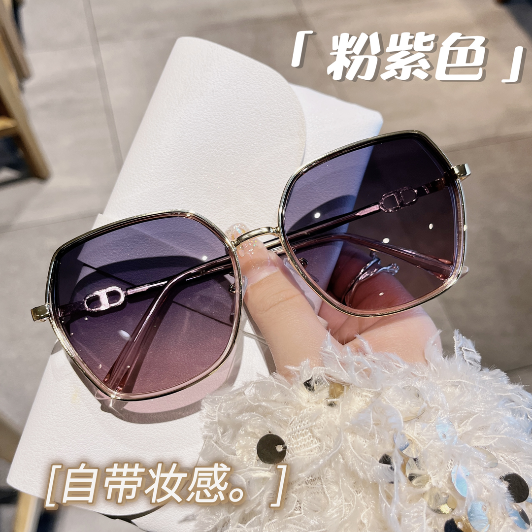 自带妆容感时尚墨镜防紫外线2024年新款大脸显瘦高级感太阳镜女士