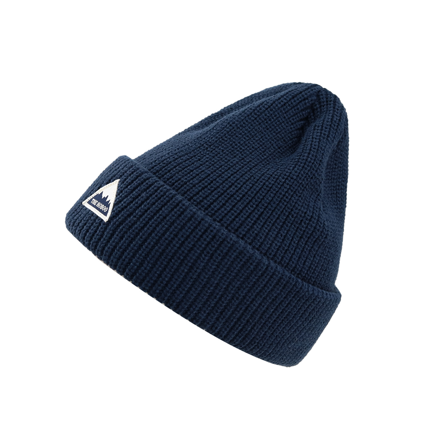 日系翻边毛线帽秋冬季保暖冷帽男潮牌针织帽女百搭潮流黑色针织帽