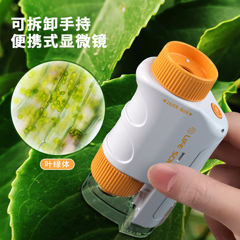 显微镜儿童款科学实验套装手持便携式小学生男孩男童礼物益智玩具