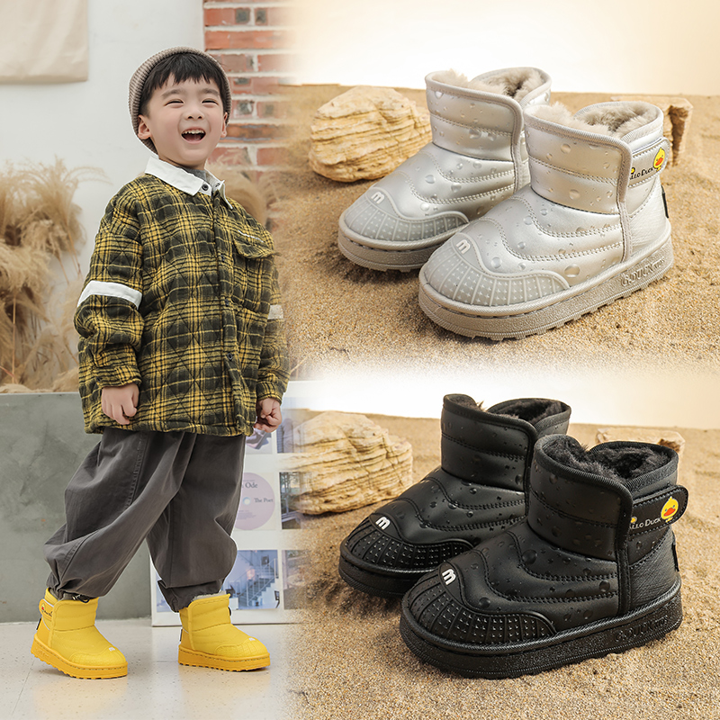 冬季加厚防水儿童雪地靴男女童时尚靴子加绒保暖棉鞋小孩防滑短靴