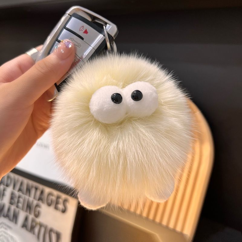 可爱小煤球汽车钥匙扣挂件ins小精灵毛绒球书包包挂饰礼