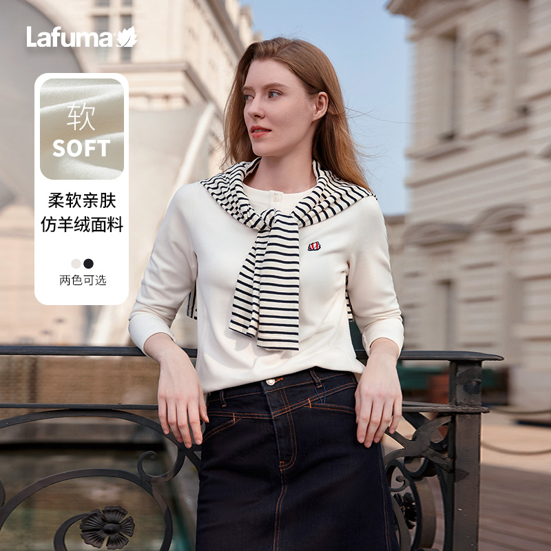 LAFUMA乐飞叶户外秋冬保暖简约百搭圆领长袖T恤打底衫女LFTS2DL62