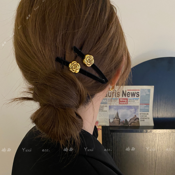 B锌合金布艺发饰 复古山一字夹子女刘海夹后脑勺发饰边夹发卡