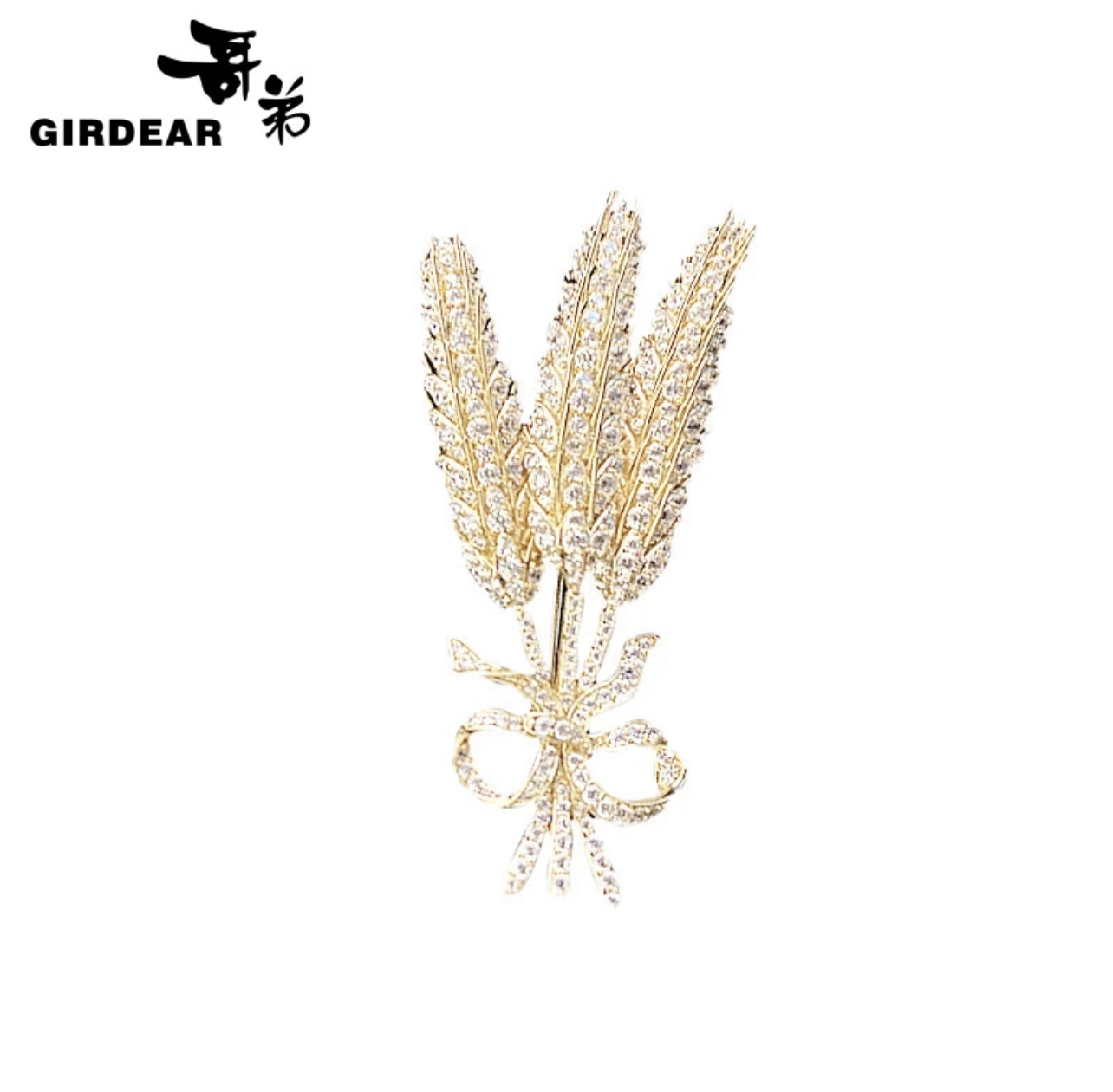 铜合金合成锆石胸针 【麦穗胸针】白色时尚镶嵌锆石胸针手工1900393