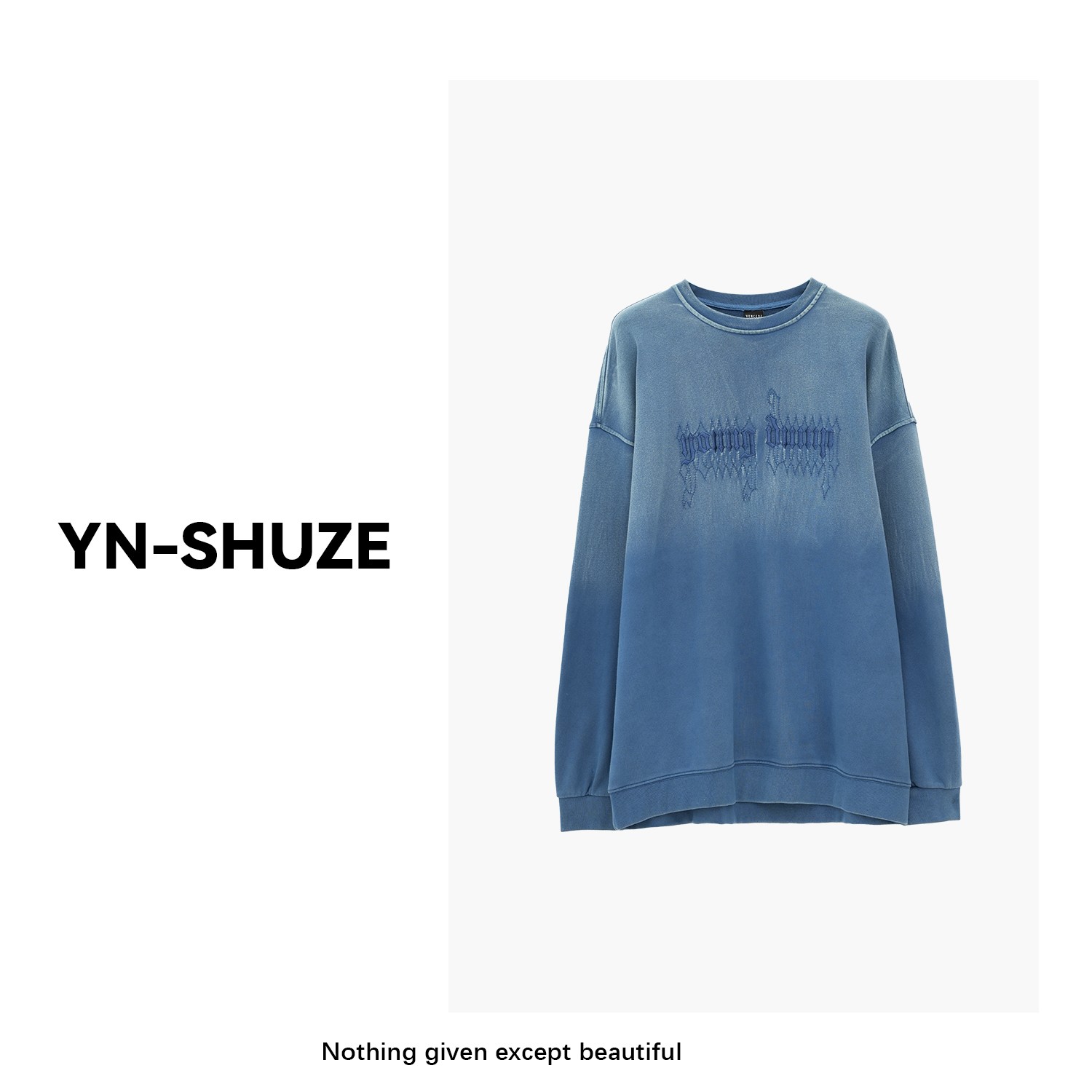【YN-SHUZE】高街长袖时尚休闲潮流设计师渐变哥特字母卫衣ZG2100