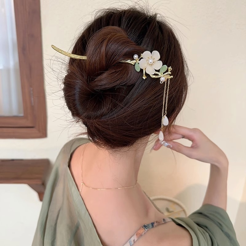 玉兰花开新中式流苏发簪现代步摇盘发簪子古风旗袍发钗A201