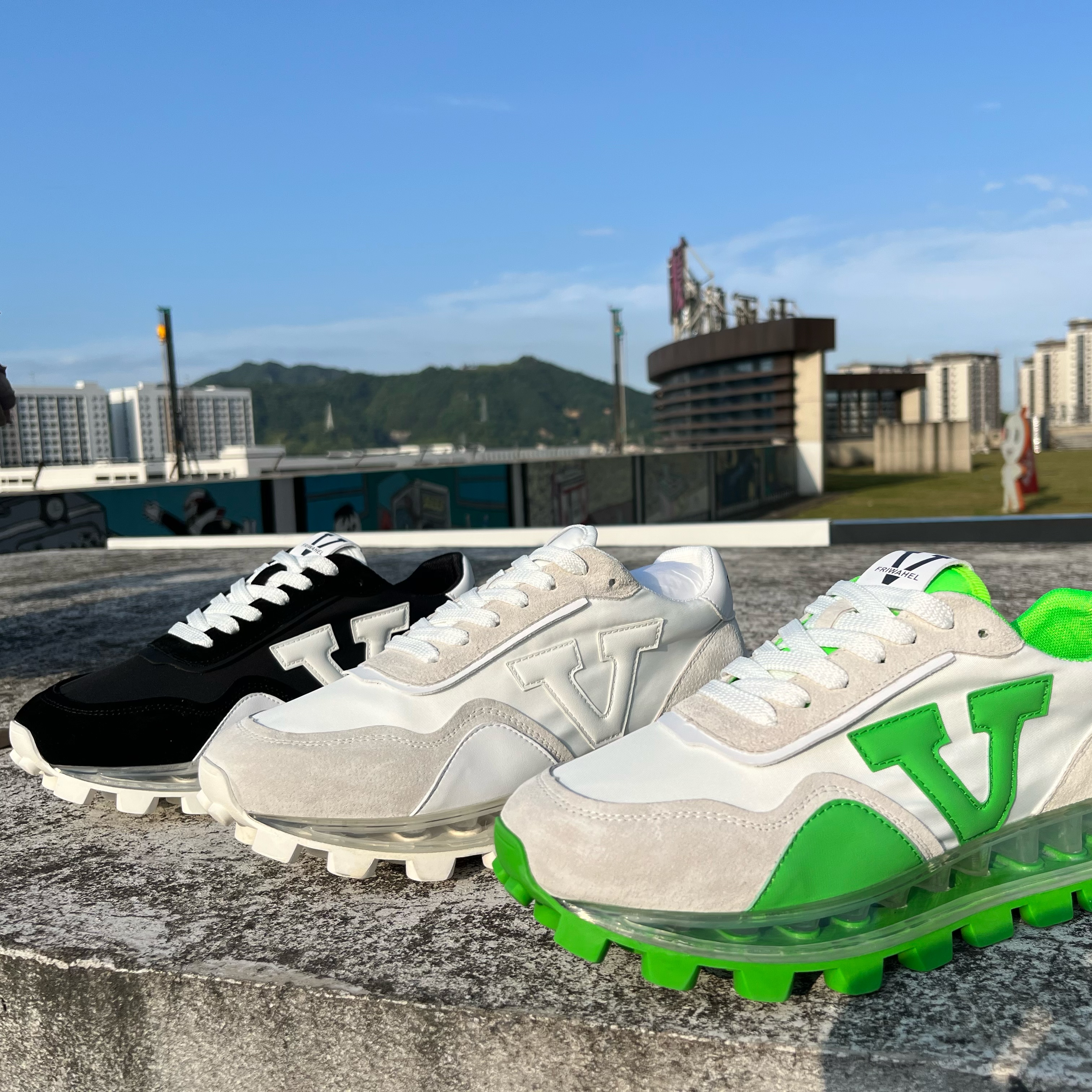 时尚厚底透气低帮气垫鞋子夏季男网面爸爸爆款百搭正品加厚软底