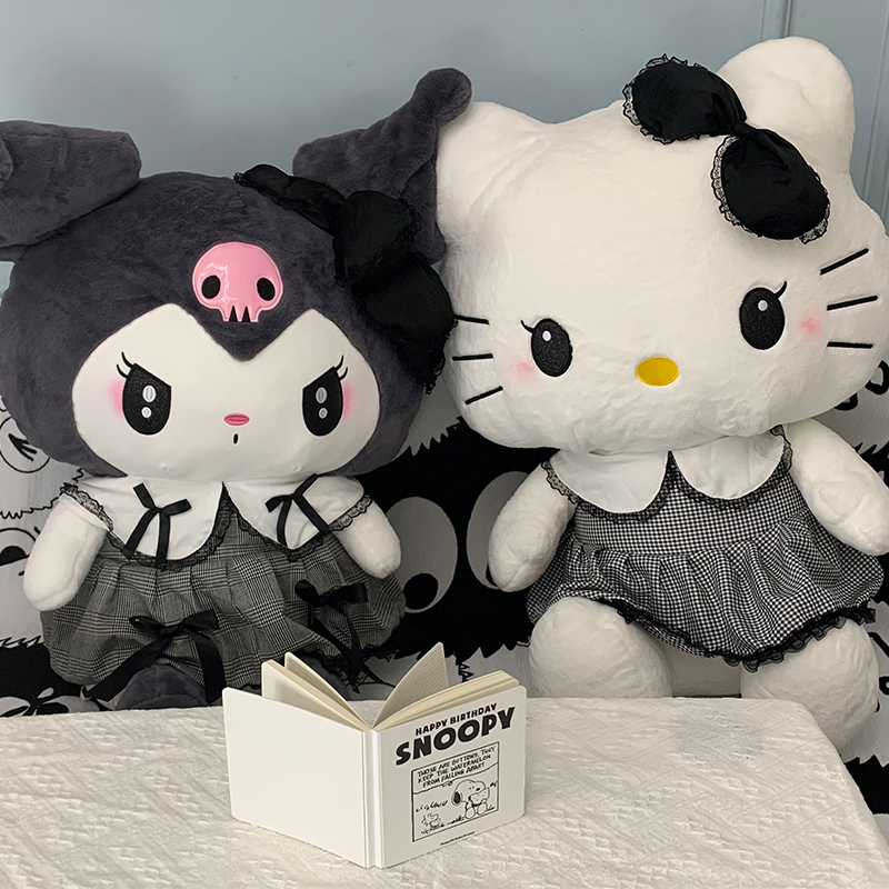 暗黑KT猫毛绒玩具凯蒂猫公仔玩偶卡通可爱库洛米女孩公主七夕抱枕