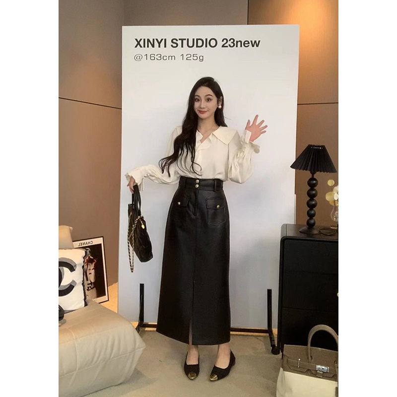 XINYI【海德公园】秋季简约纯色衬衫女设计感显瘦气质X623C05553