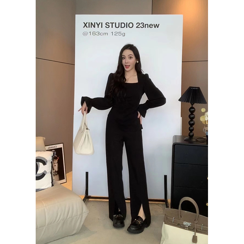XINYI【暗里着迷】秋季方领打褶小衫女显瘦百搭衬衣X623E05639