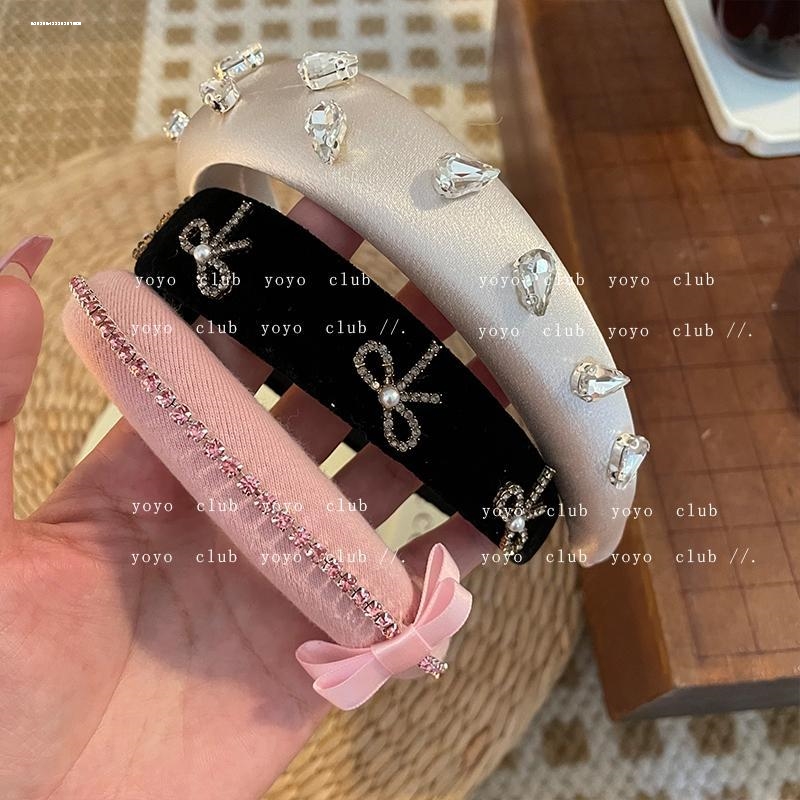 水钻蝴蝶结发箍法式高颅顶气质日韩头饰名媛日常时尚女生水滴