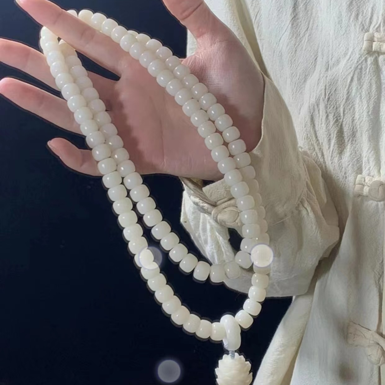 【普陀寺】白玉菩提 108颗原生态菩提8*10