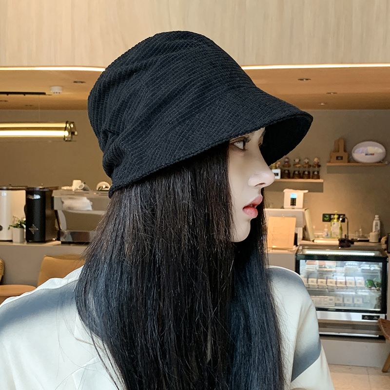 网红黑色帽子女春秋素颜神器渔夫帽2022新款日系遮脸显脸小水桶帽