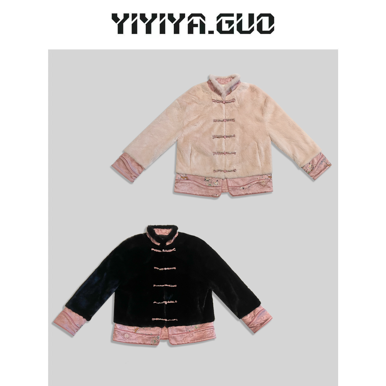 艺艺/YIYIYA.GUO双色毛领盘扣长袖上衣WT0830
