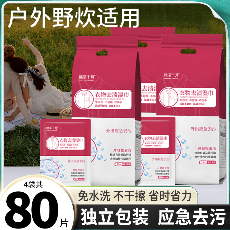 【户外野炊适用】随身便携式羽绒服清洁湿巾衣物应急去污去渍湿巾