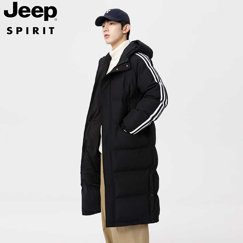 Jeep吉普正品连帽男款冬季外套休闲韩版潮流冬装情侣款中长款棉袄
