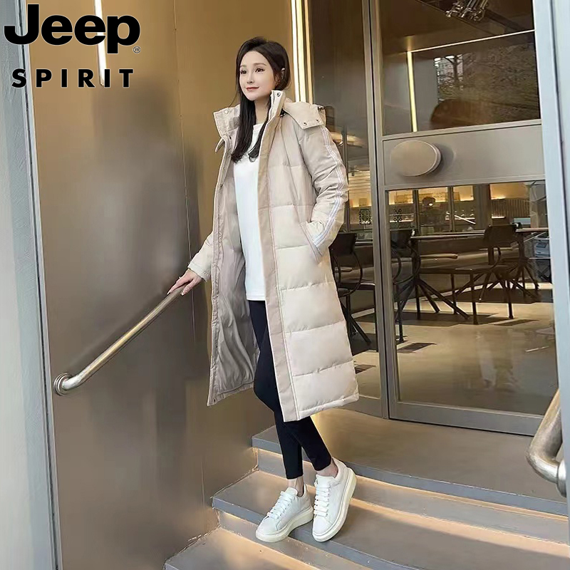 Jeep吉普新款保暖棉服冬季外套男女同款潮流加厚长款过膝时尚外套