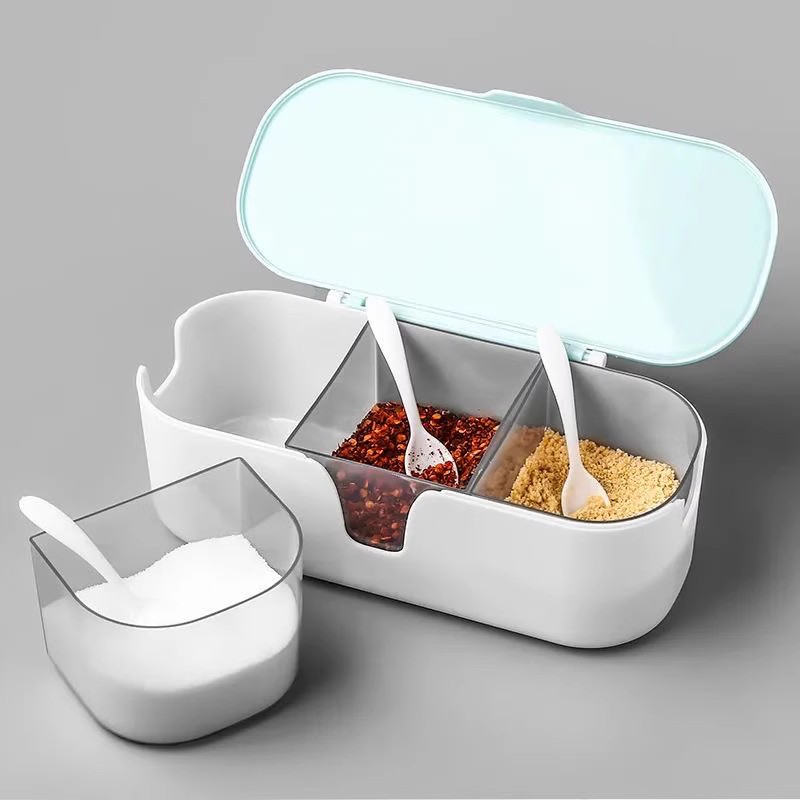 调料盒家用厨房调料罐组合套装一体多格调味罐配勺带盖防尘收纳盒