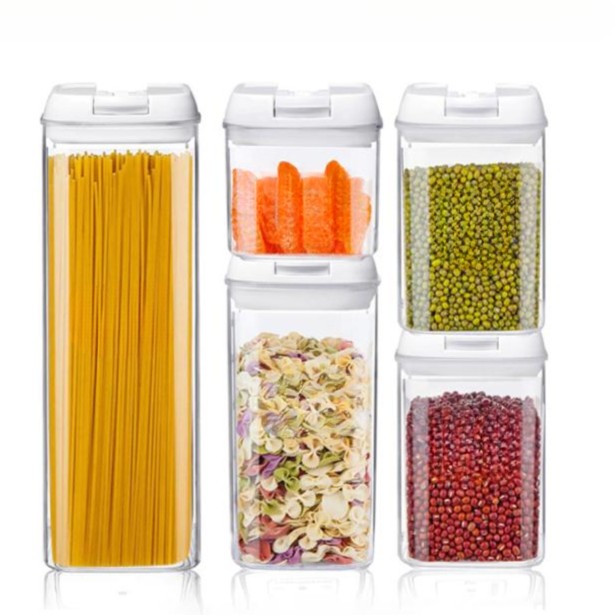 【外贸高货】厨房塑料储物罐密封五件套保鲜盒食品级透明收纳罐