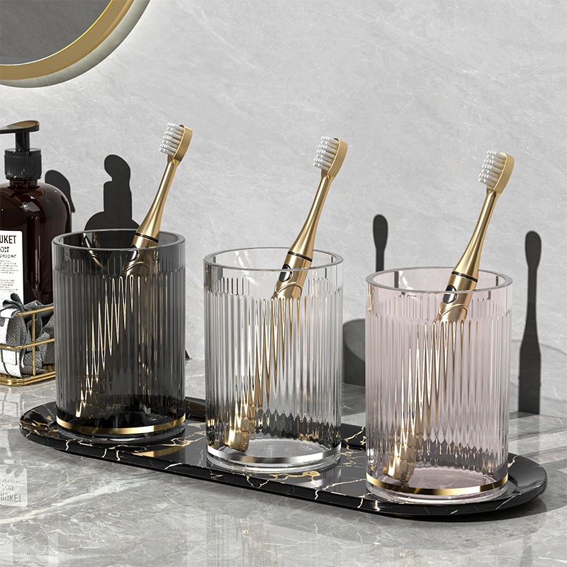 轻奢风漱口杯高颜值刷牙杯家用情侣洗漱杯卫生间简约透明牙杯