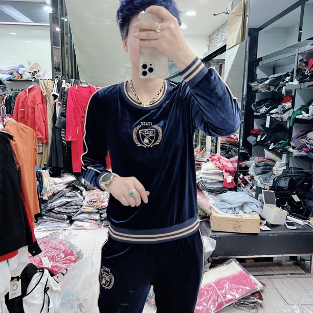 甄选高档金丝绒圆领3色超好看时尚套装3464品