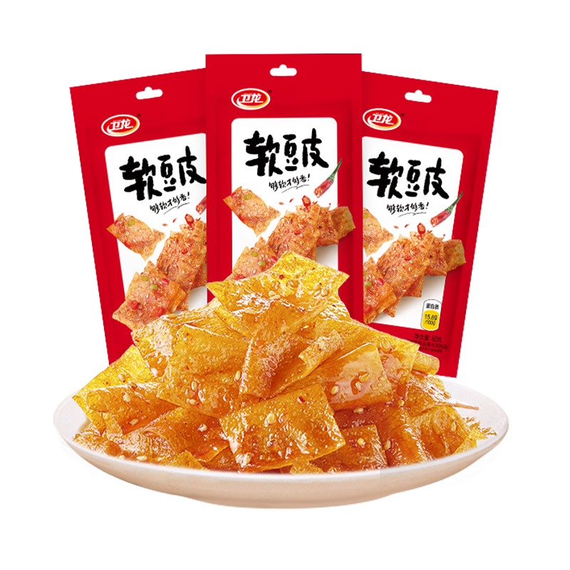 卫龙软豆皮60g包辣条零食辣味宿舍大辣片辣皮零食小吃休闲食品