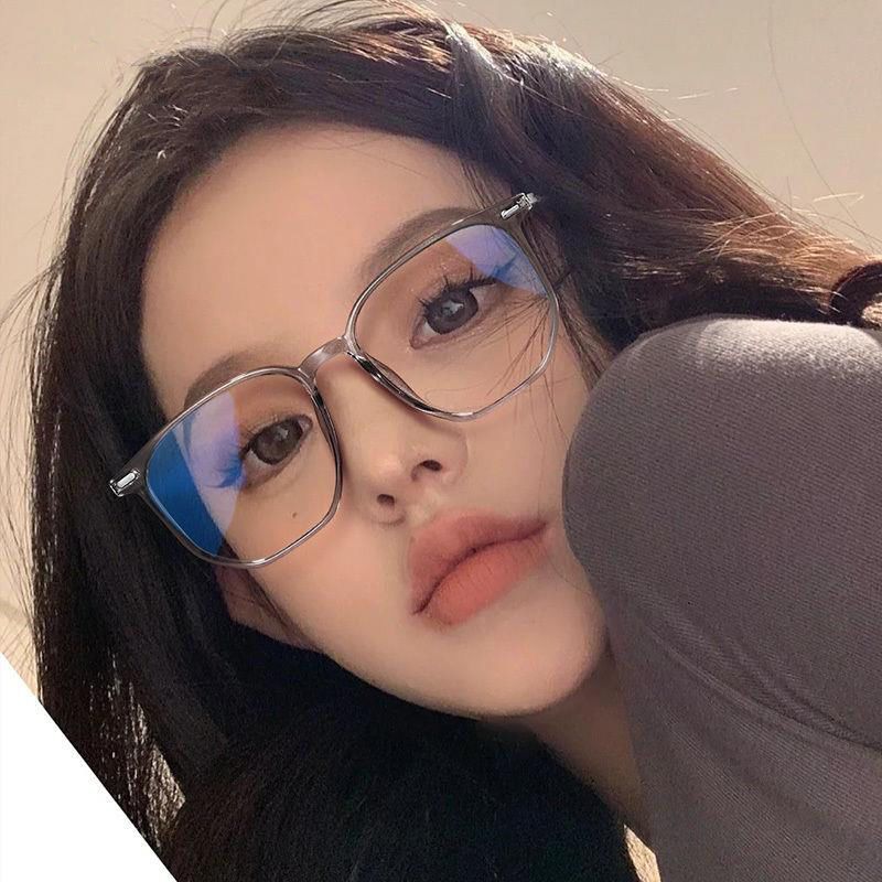 防蓝光近视眼镜女素颜神器透明灰超轻大框显瘦高颜值平光镜男韩系
