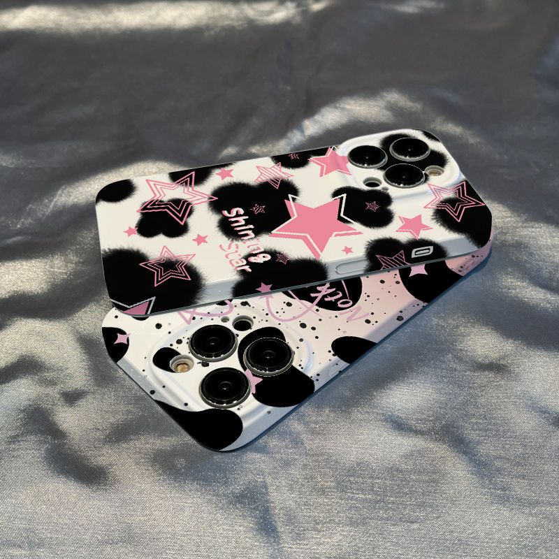 粉色星星苹果14手机壳硬壳新款小米/vivo保护套情侣oppo/华为潮壳