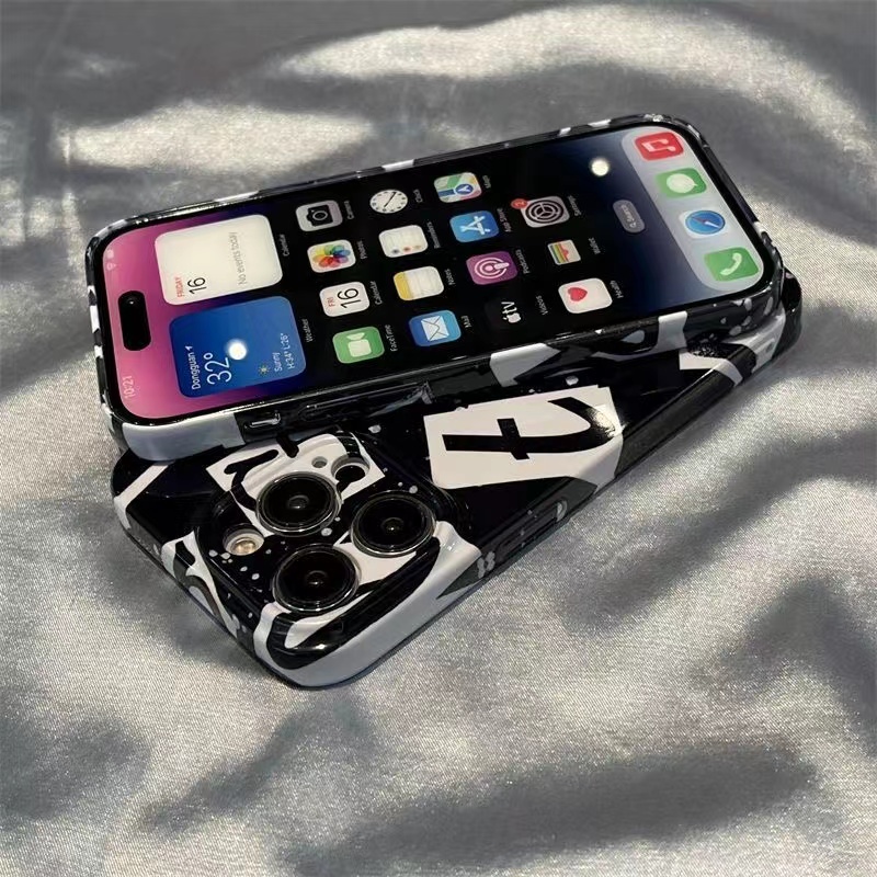 苹果13手机壳iphone14promax新款泼墨英文字母菲林硬壳OPPOVIVO男