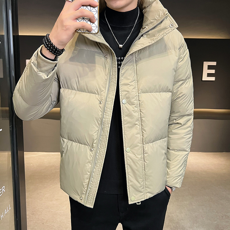 羽绒服外套男士2023冬款男女同款休闲立领纯色加厚韩版青年外套