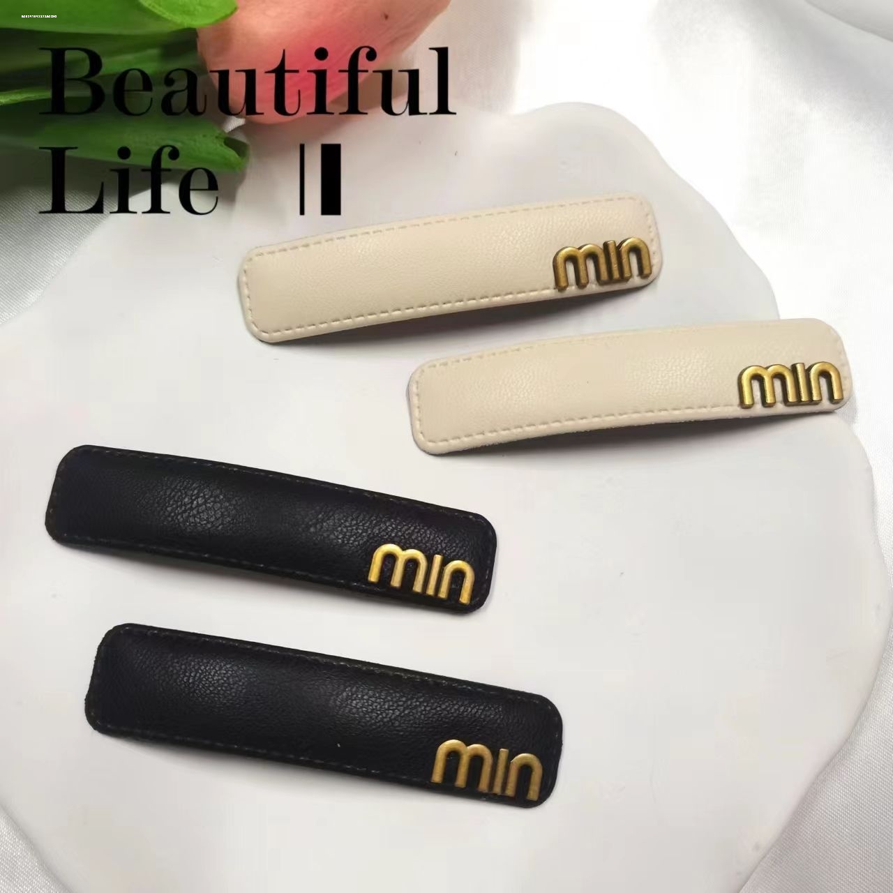 发饰显白精致百搭皮革字母BB夹无痕头饰韩系少女设计气质新款